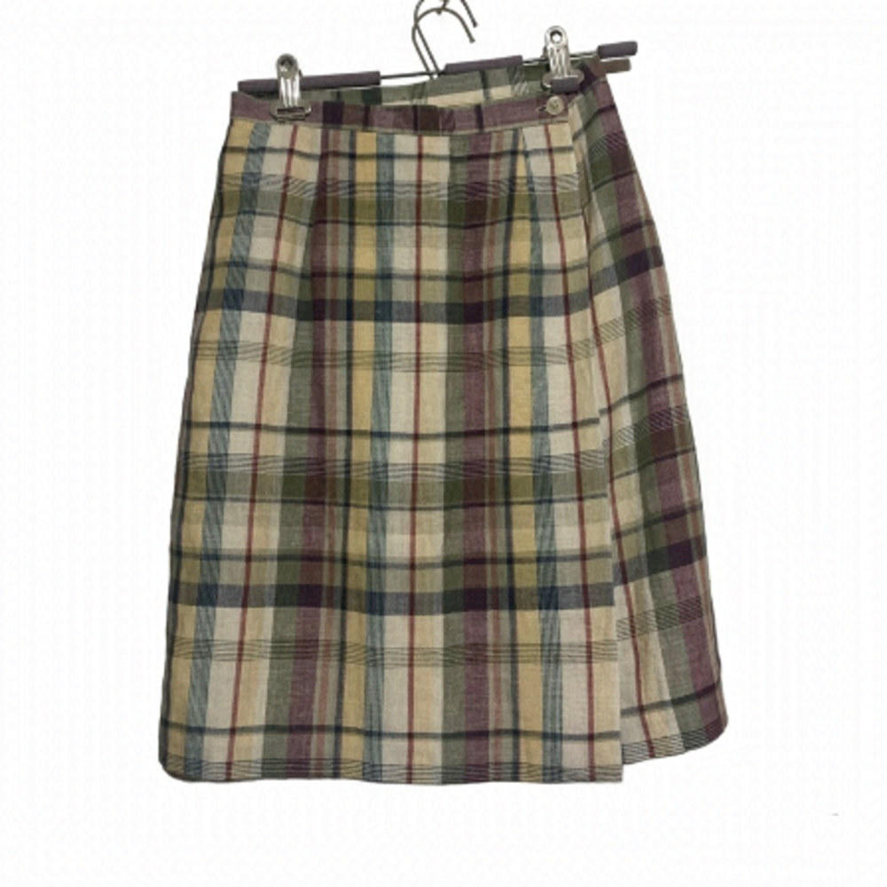 VINTAGE Talbots Aline tartan plaid midi skirt linen blend whimsigoth academia